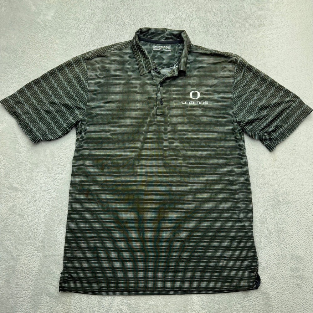 Nike Golf Polo Mens Small Black Oregon Ducks Legends DRY Striped Short Sleeve